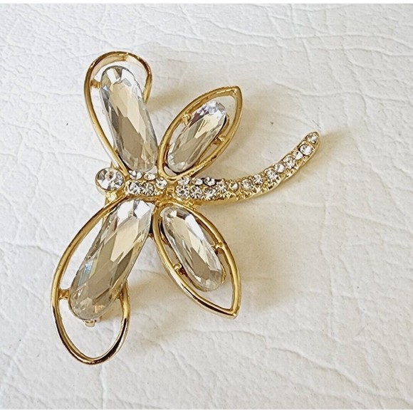 Vintage MONET Butterfly Vintage Pin Brooch Rhinestone Crystal Signed - Picture 2 of 6